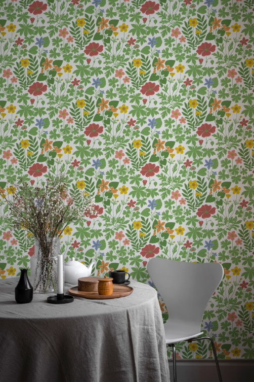 Retro Flowers, White