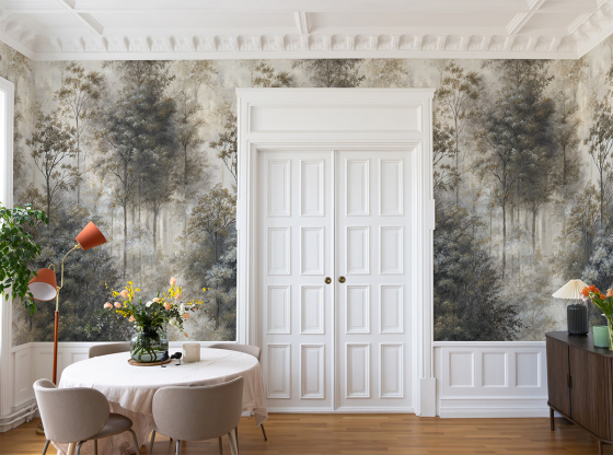 Late Fall Forest, Beige Grey