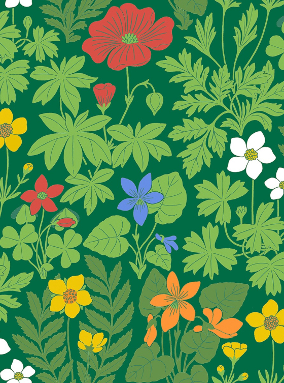 Retro Flowers, Green