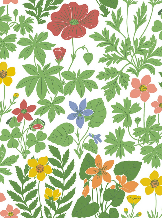 Retro Flowers, White